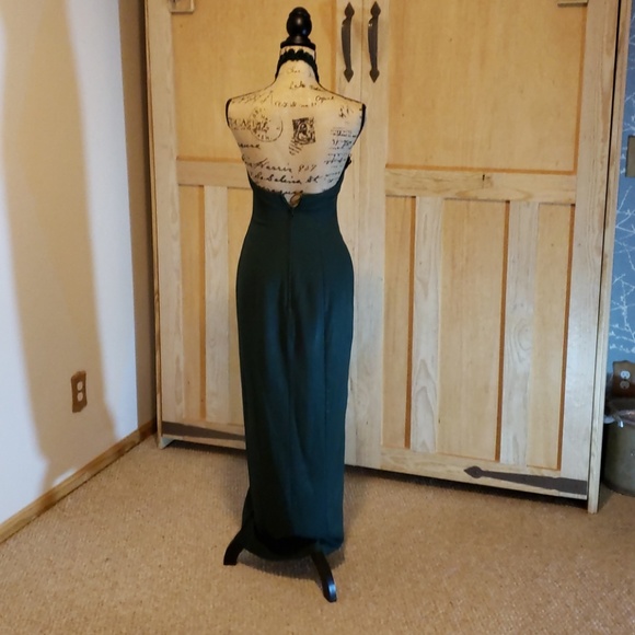 Hunter green halter floor length gown - Picture 2 of 7